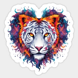 Tiger Heart: A Kaleidoscope of Colors Sticker